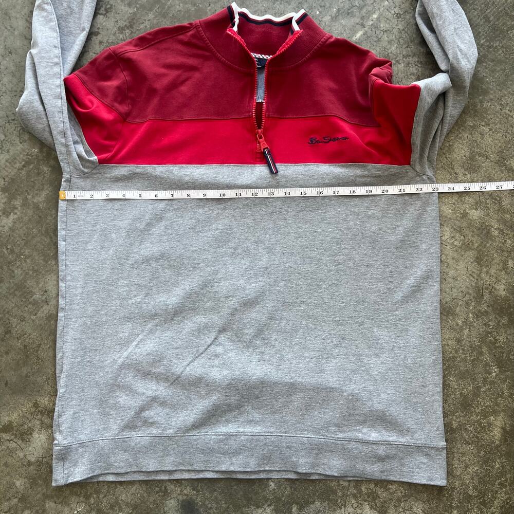 Ben Sherman XL 1/4 Zip Pullover Red Gray Colorblock Knit Sweater - Picture 9 of 14